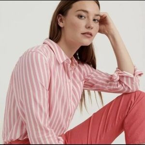 Lucky Brand NWT Women’s Bold Pink & White Button Down Shirt M
